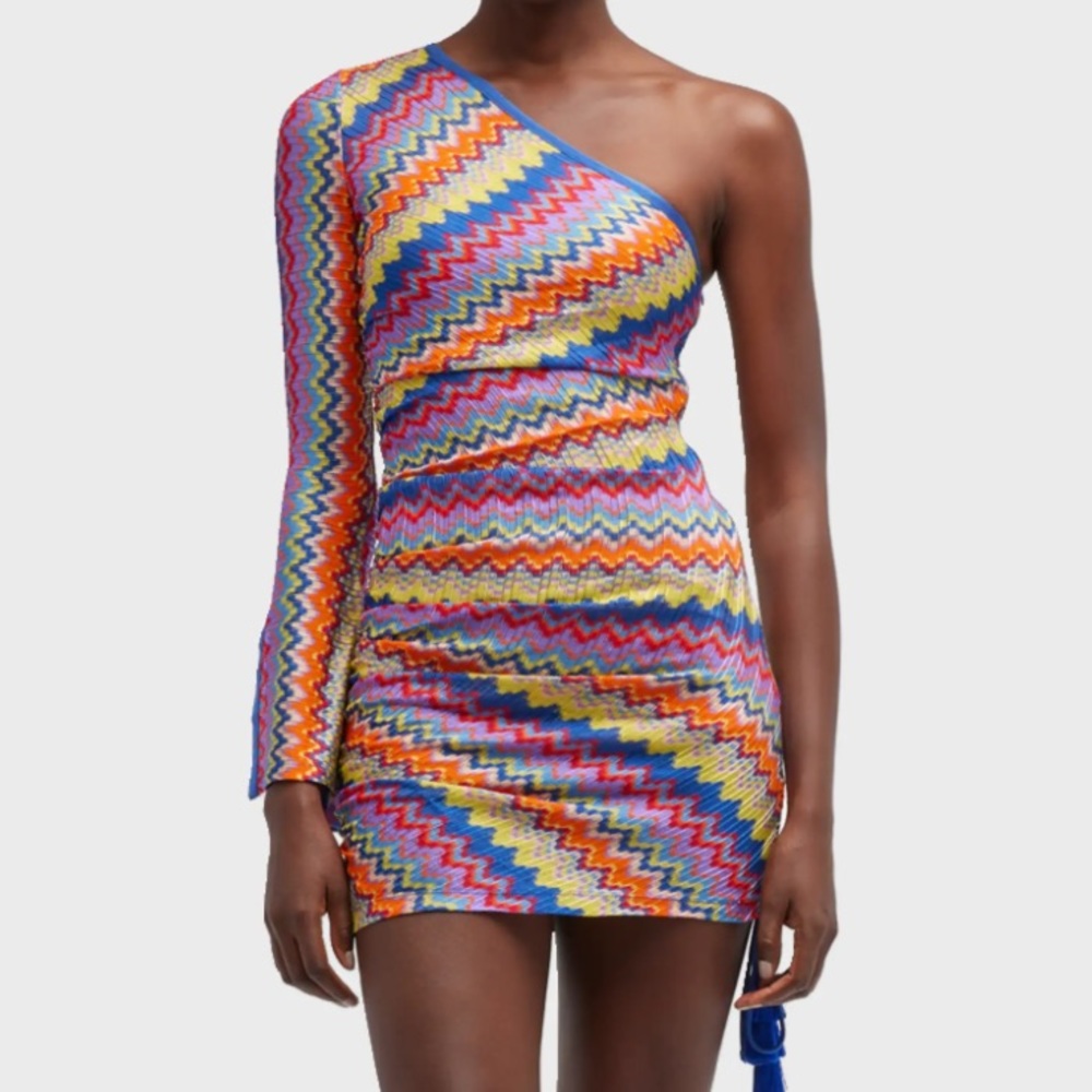 Alexis
Devon One-Shoulder Chevron Knit Mini Dress